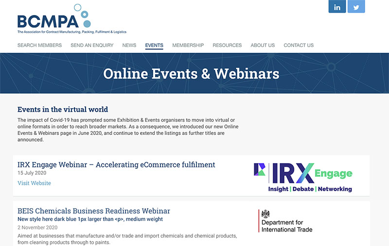 BCMPA adds Online Events & Webinars to website